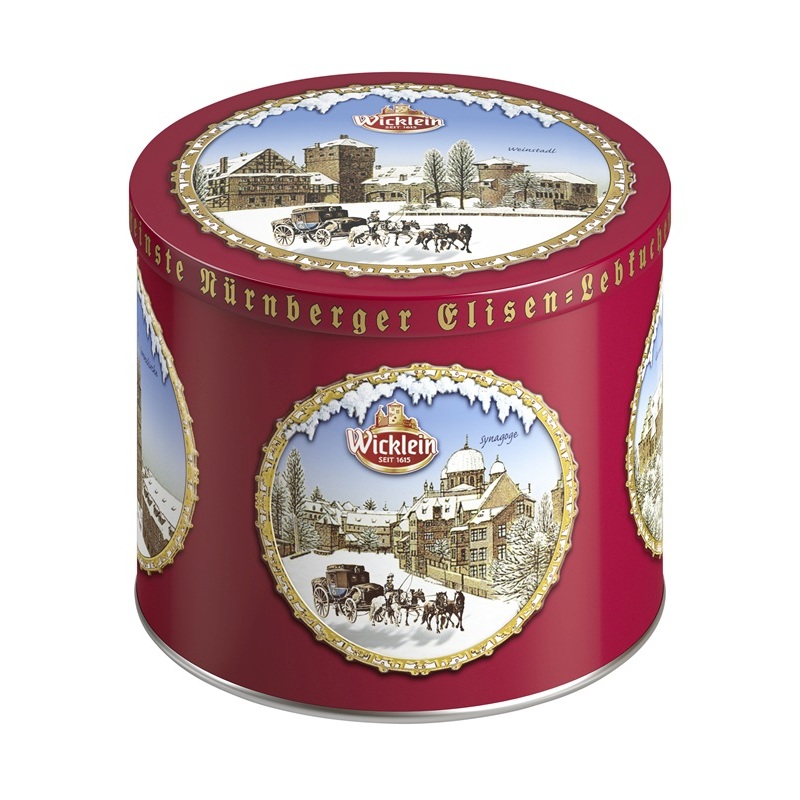 WICKLEIN BURG DOSE MIT FEINSTEN NUERNBERGER ELISEN LEBKUCHEN 2 - FACH SORTIERT 200G