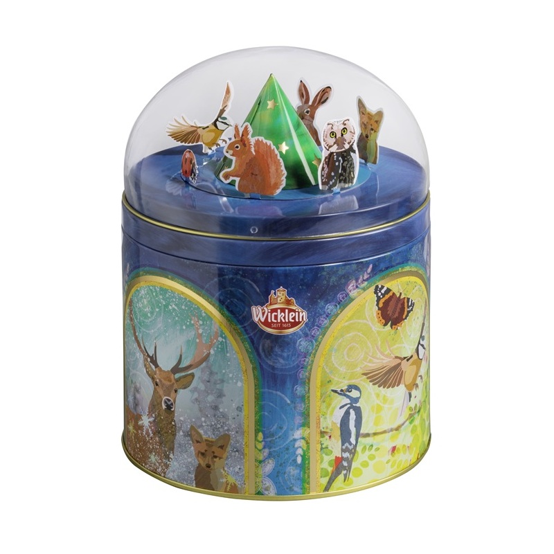 WICKLEIN SPIELUHR - KUPPEL - DOSE MIT BUNTEM SCHOKO - LEBKUCHEN 200G